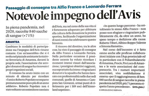 Passaggio di Consegne - 25 Aprile 2021